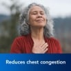 Image showing a woman with her hand on her chest with the caption: Reduces chest congestion